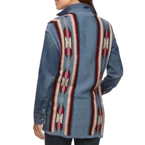 Chaps Blue Sleeveless Southwestern Aztec Cardigan Sweater Vest - Picture 3 of 11